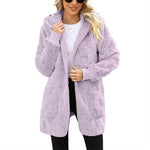 Women's Check Pattern Plush Cardigan