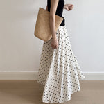 Polka Dot Elastic High Waist A-line Skirt