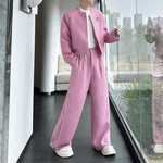 Woolen Metal Suit Jacket Wide-leg Trousers Two-piece Suit