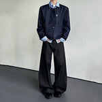 Striped Patchwork Shirt Collar Faux Two-piece Jacket