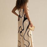 Abstract pattern off-shoulder maxi dress
