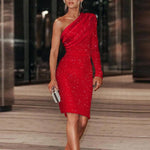 Sophie Hughes | One Shoulder Sequin Midi Dress For Women