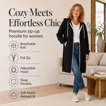 Women's Longline Zip-Up Hooded Jacket