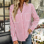 Zeagoo Roll Up Sleeve Button Down Lapel Blouse with Pocket Comfy Casual Loose Fit Shirt