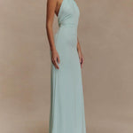 Slinky Halter Maxi Dress - Lagoon