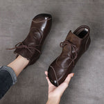 Women's Textured Wedge Lace-Up Ankle Boots
