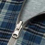 Reversible Cropped Boxy Plaid Lined Zip Up Hoodie Jacket