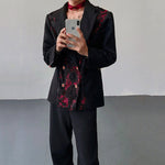 Vintage 3D Rose Velvet Jewel Tie-Strap Blazer