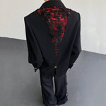 Vintage 3D Rose Velvet Jewel Tie-Strap Blazer