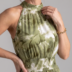 Olivia | Gathered Waist Abstract Print Midi Dress