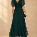 Emma | Draped V-Neck Evening Maxi Dress