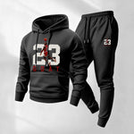 KZZ Men's Goat 23 Pattern Print Hoodie and Drawstring Sweatpants Set