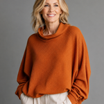 Margot | Waffle-Knit Oversized Cowl Neck Top