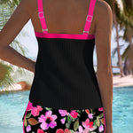Lyséa | Tankini côtelé avec short fleuri