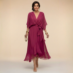 Valérie | Robe midi fluide cache-cœur