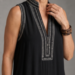 Velmira | Embroidered V Neck Sleeveless Wide Leg Jumpsuit