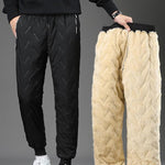 KZZ Men's Warm Fleece-Lined Straight-Leg Jogger Pants with Zipper Pockets