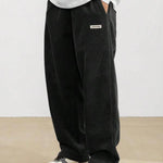 KZZ Unisex Loose Solid Patched Drawstring Waist Pants