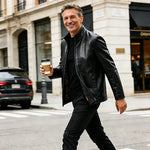 Men's Plush Lined Leather-Look Jacket