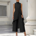 Sara | Elegant Jumpsuit with Draped High Neck Top