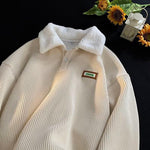KZZ Corduroy Polo collar sweater couple autumn and winter style plus