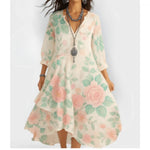 Ava Cooper | Floral V-Neck Midi Dress For Women