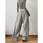 Drawstring Casual Patchwork Wide-leg Pants