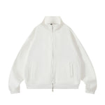 Two-way Zipper Oversized Stand Collar Bomber Jacket