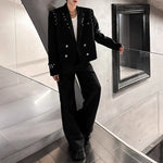 Studded Shoulder Padded Suit Jacket