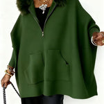 Women's Faux Fur Trim Hooded Knit Jacket