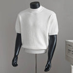 Turtleneck Short-sleeved Striped Sweater