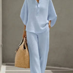 Women's Waffle Top & Trouser Set