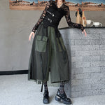Mesh Stitching Large Pocket Workwear Wide-leg Pants