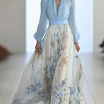 Stunning Floral Print V-Neck Maxi Dress
