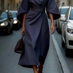Elegant Solid Color Waist Dress
