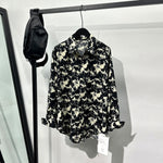 Printed Rhinestone Drape Loose Shirt