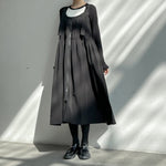 Spaghetti Strap Ruched Zippered Loose Long Dress
