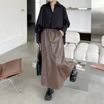 V-neck Irregular Pleated Long-sleeved Shirt