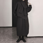 Textured Loose-fitting Casual Striped Cotton Coat