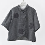 Women's Floral-patterned Curved Hem Shirt