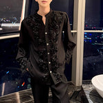 3D Rose Loose Shoulder Pad Shirt