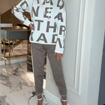 Women's Letter Print Hoodie & Trouser Set