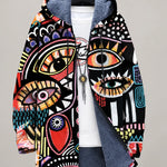 Elara Artistic Eye-Print Hooded Jacket