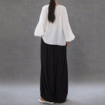 Loose Flower Bud Lantern Elastic Waist Culottes