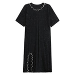 Beaded Sequined Slit Long Dress