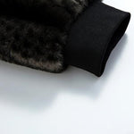 KZZ Men's Winter Fashion Fleece Jacket, Trendy Leopard Print Double-Sided Warm Coat