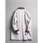 Color-blocked Lapel Mid-length Loose Casual Coat