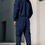KZZ Men's Fall & Winter Hooded Casual Tracksuit Set: featuring a zip-front hooded design, cargo pants with multiple pockets