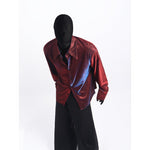 Reflective Starry Mesh Shoulder-Pad Shirt