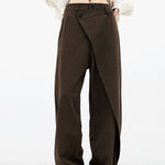 Asymmetrical Layer Button Baggy Wide Leg Pants